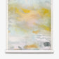 Empyrean Grasscloth Mural Dawn features soft yellow, gray, and blue shades blended in an abstract watercolor style, mounted on a white scroll hanger against a plain background—this piece captures the refined allure of a luxury mural and presents an elegant alternative to traditional watercolor wall coverings.
