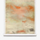 Empyrean Grasscloth Mural||Sol features an abstract watercolor composition in gentle orange, green, and beige hues with softly blended brushstrokes, presented on a white scroll that mimics the texture of handwoven grasscloth for a sophisticated, luxury mural aesthetic.