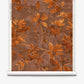 Plumeria Shadows Grasscloth||Golden Hour is a wallpaper roll with a brown background adorned with orange-brown leaves and branches in a watercolor style. Part of the Plumeria Shadows wallpaper collection, this design evokes the warm, tropical ambiance of Costa Rica’s golden hour in any space.