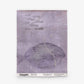 A square fabric sample of Shoal Grasscloth Sample in the Cay colorway, showcasing a muted purple and gray palette with subtle abstract shapes. Text at the bottom lists pattern, color, and dimensions. Order your Shoal Grasscloth Sample today to experience its design and quality firsthand.