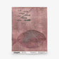 A pink textured square featuring abstract cloud shapes and a subtle fish motif; the label at the bottom reads “ESKAYEL” along with pattern details. Order a Shoal Grasscloth Sample in Coral to experience this unique design firsthand.