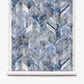Sorisa Grasscloth||Ocean: Chevron pattern wallpaper in blue and gray, featuring a geometric watercolor-style design on a white background.