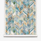 Sorisa Grasscloth||Sage wallpaper roll features an abstract watercolor chevron pattern in blue, beige, and green with textured, overlapping brush strokes.