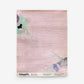 Light pink Swim Grasscloth||Shell wallpaper featuring a watercolor illustration of swimmers, with product information printed at the bottom edge of this coastal wallcovering.