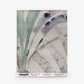 Travelers Palm Grasscloth Sample in Dusk, featuring a grasscloth wallpaper swatch with a watercolor print of large palm leaves in shades of green and purple.