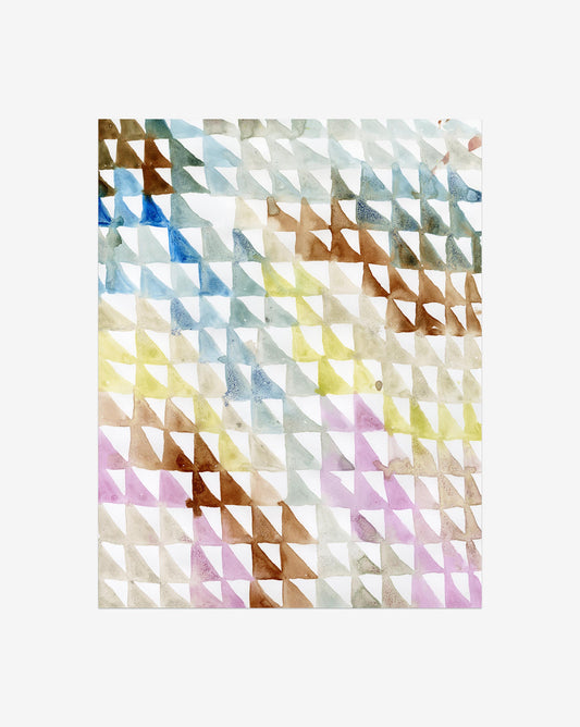 A Triangle Checkers Print of triangles by an artist on a white background