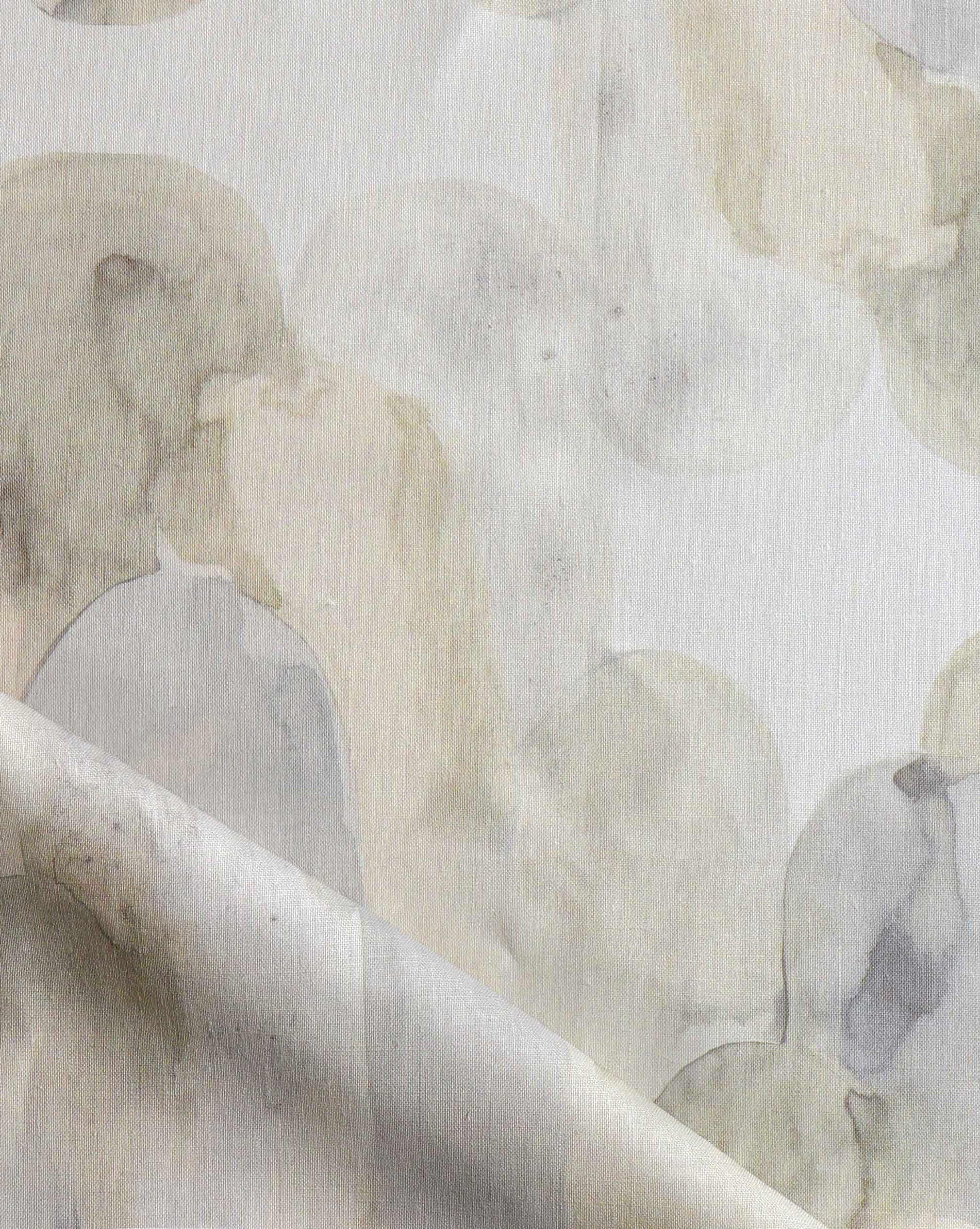 A close up of a white and gray Arcos Fabric Sol with a watercolor pattern