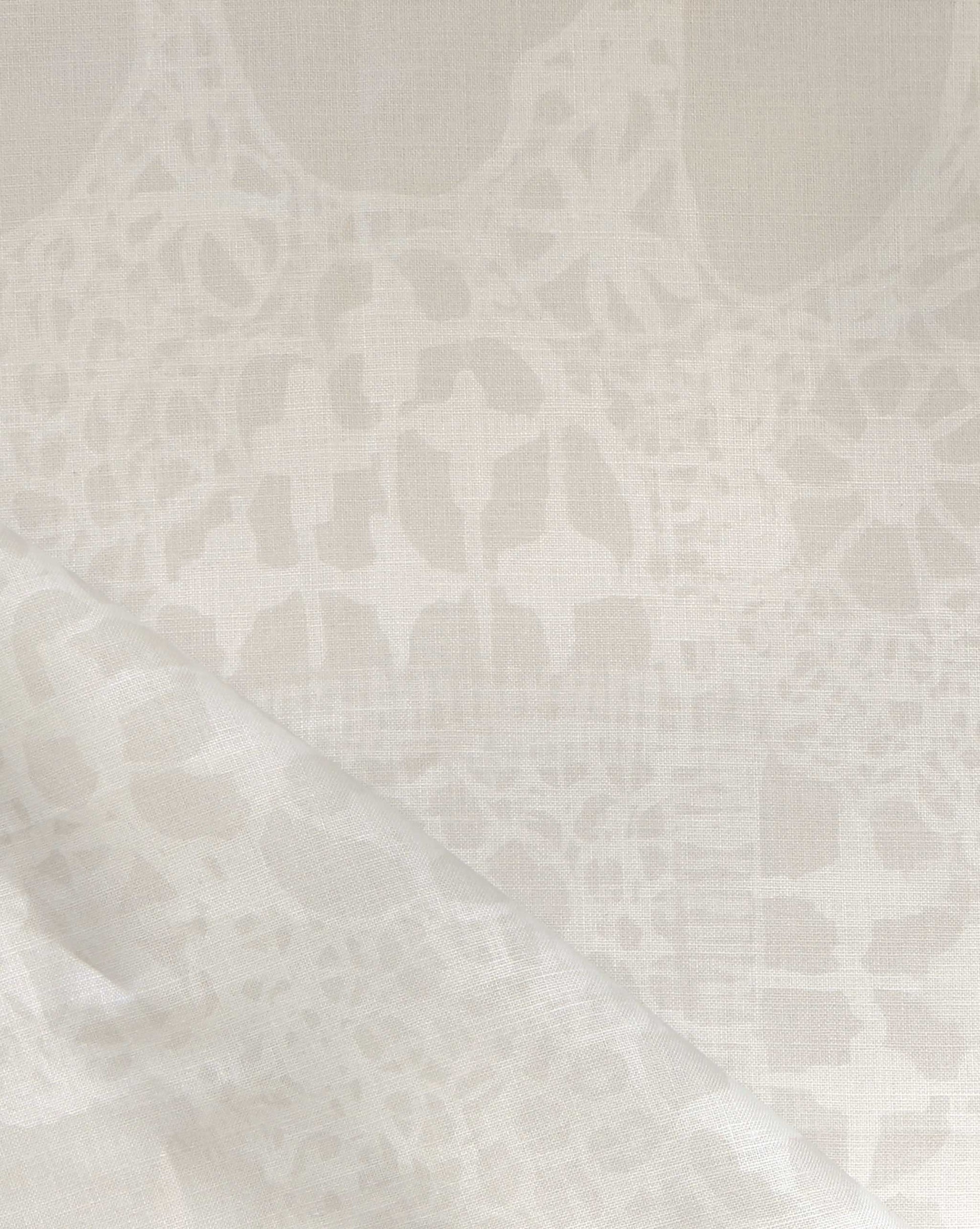 Ricotta Nonna’s Lace from Eskayel is a large-scale, non-repeating fabric of neutral creams. 