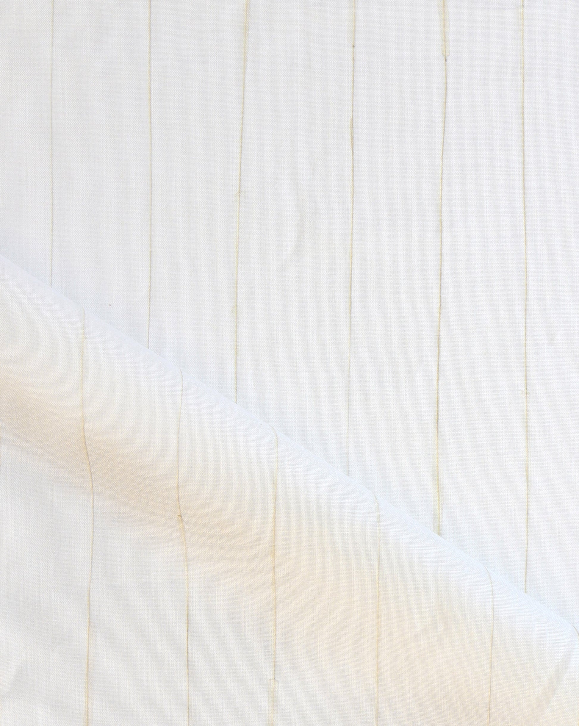 Pen Stripe is our rendition of classic pinstripes. Made to order as luxury fabric, Flax is beige on white.