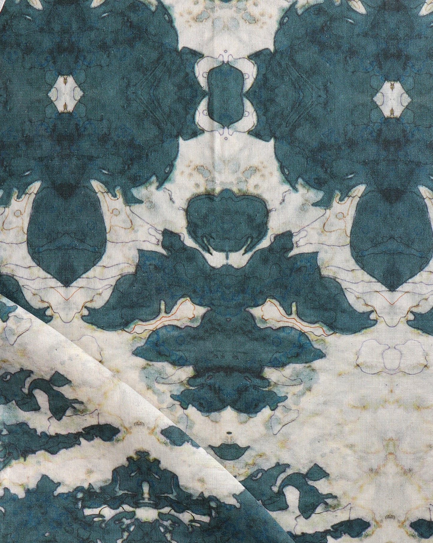 A blue and white fabric from The Dance Performance Fabric Olive with a floral pattern