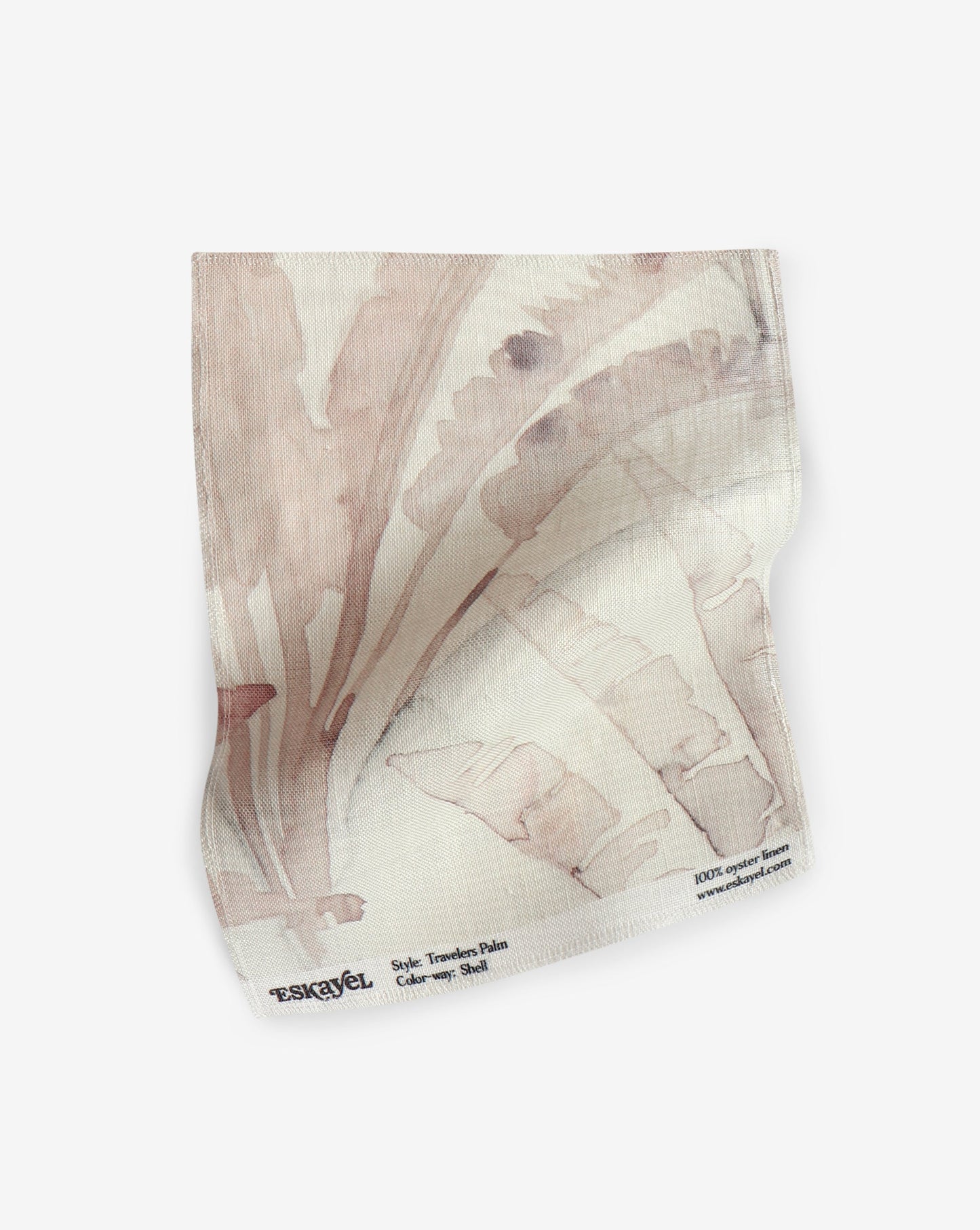To a Travelers Palm Fabric Sample Shell with a pink and white design on it