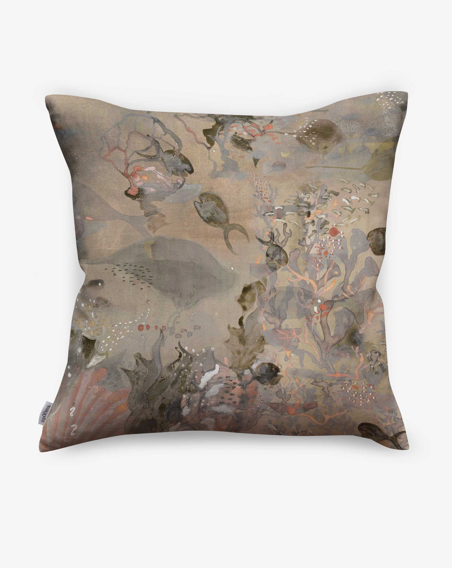 Eskayel Atoll pillows in the Sol colorway offer beige accents and modern neutrals.