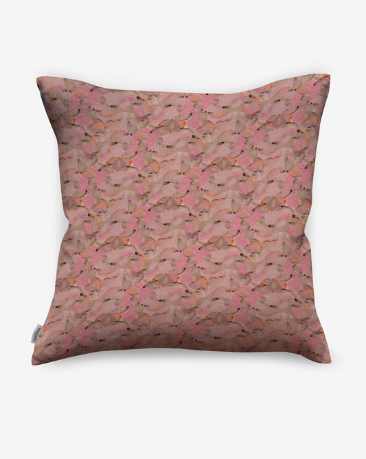 Orbs linen pillows from Eskayel are available in many sizes in the Flamingo pink colorway.