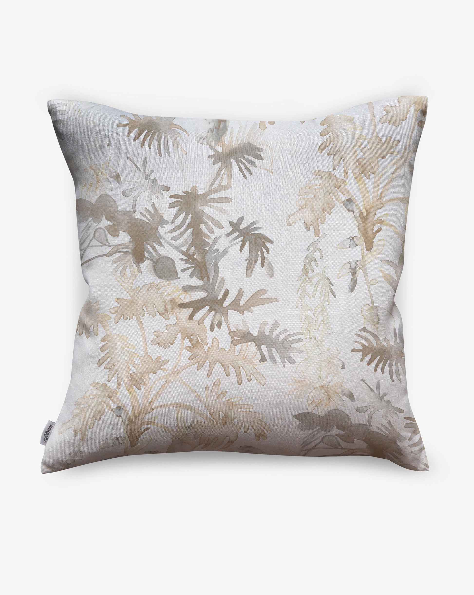 While paying homage to houseplants, Topiary custom pillows in Flax incorporate a palette of beige. 