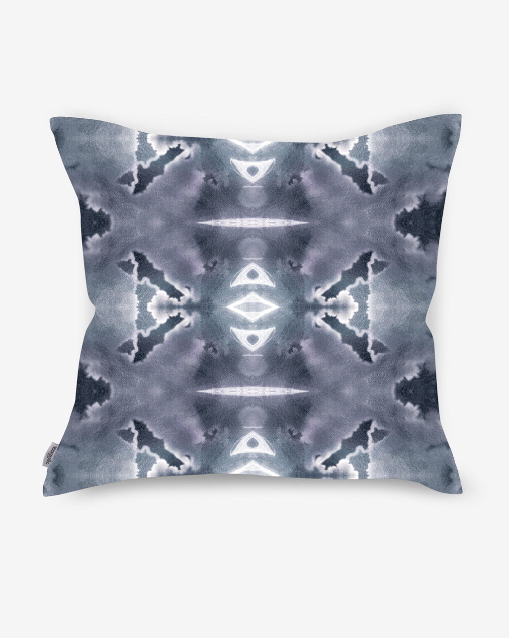 A Septaria Outdoor Pillow Dark with a blue design on it