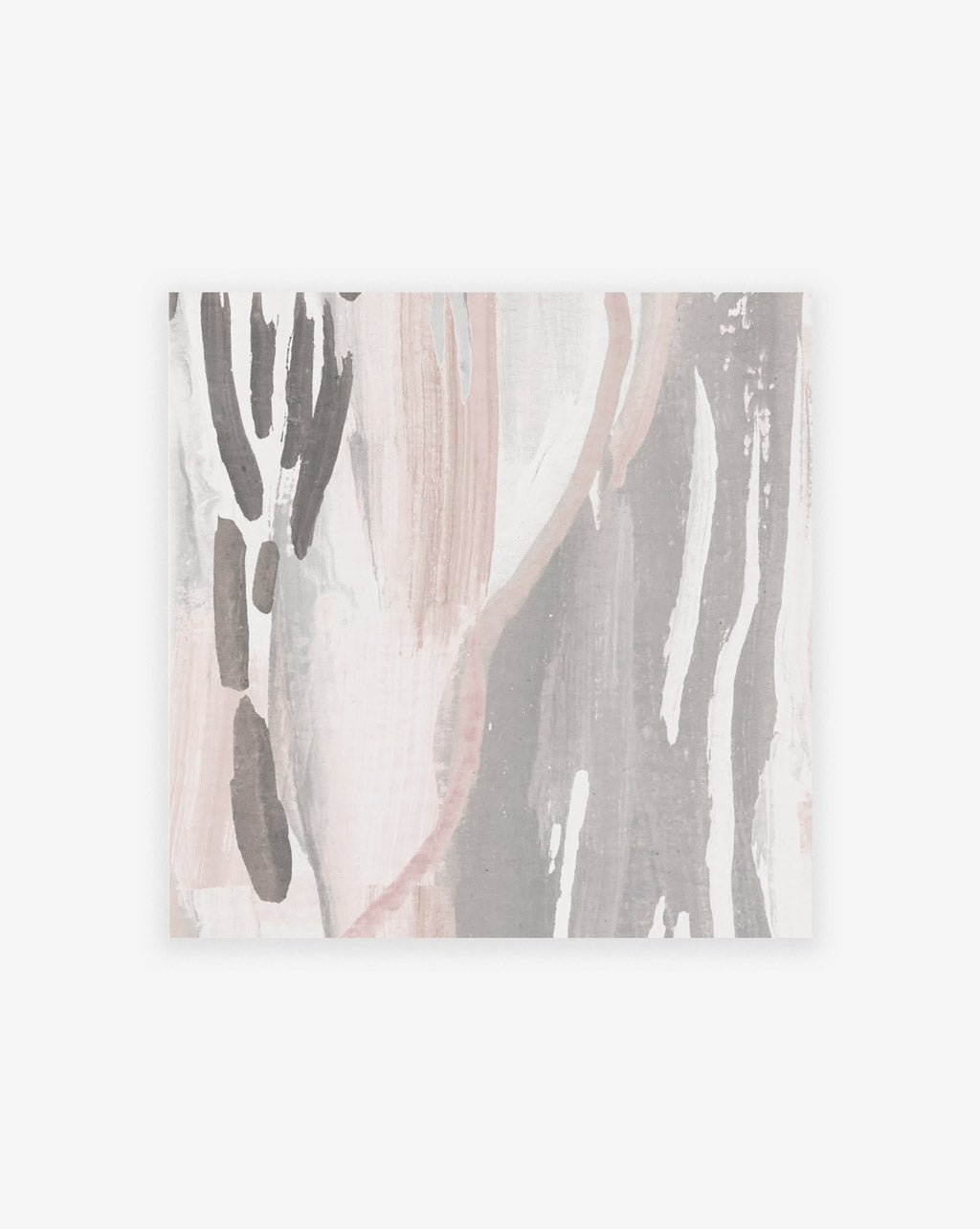 An original Majorelle Print 27 x 27 Lumier pink and grey abstract painting by an artist on a white background