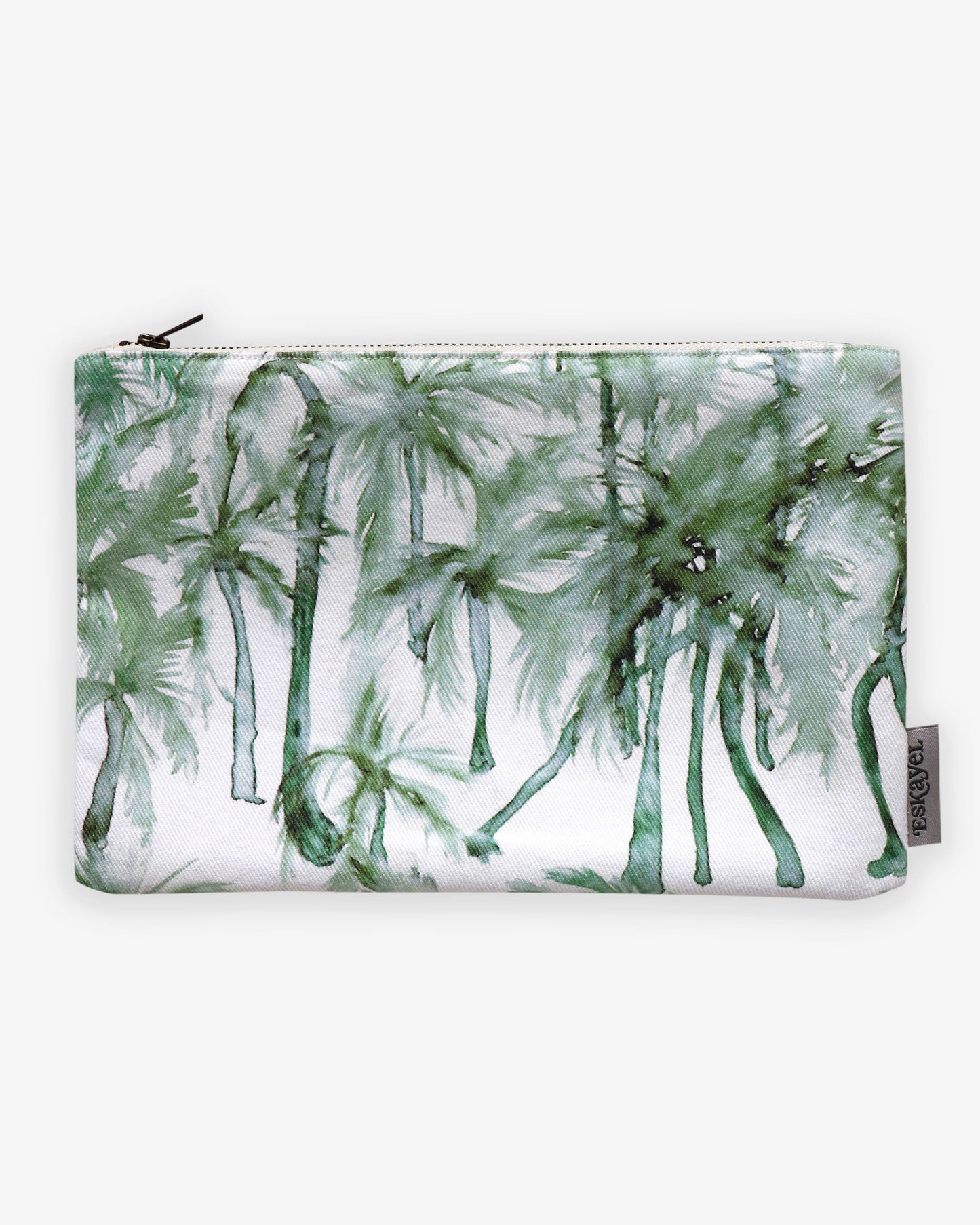 A Palm Dance Pouch perfect for a vacation, with palm trees on it
