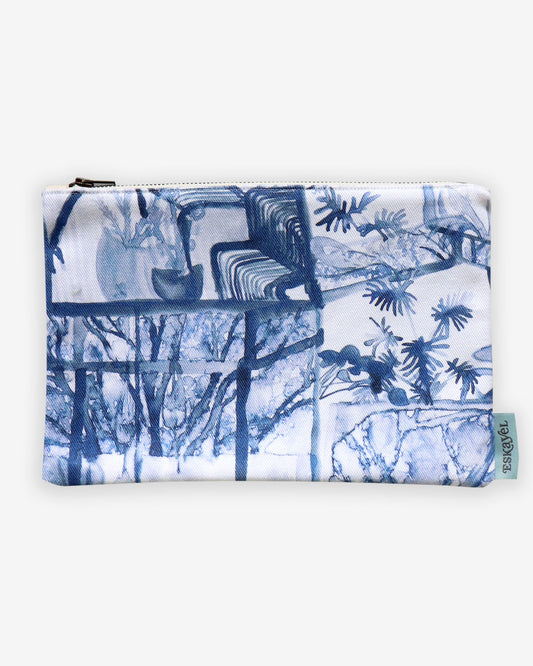 A Quotidiana Pouch Midnight with an image of a geometric tree