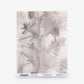Aionas Silk Sample in Alba, a gray and pink watercolor-style abstract tree branch wallcovering with technical specifications at the bottom.
