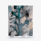 Aionas Silk Sample watercolor-style wallcovering featuring a dark teal abstract tree-like motif against a light gray and tan wash background.