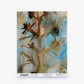 Sample of Aionas Silk Sample||Morea wallcovering featuring a watercolor design of brown stylized tree branches against a blue and grey mottled background.