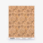 Alhelí Silk Wallcovering in Frangipani, a silk wallpaper sample featuring a repeating pattern of brown botanical illustrations on a tan textured, eco-friendly background.
