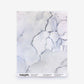 A rectangular Aquarelle Silk Sample in Ice featuring a blue and white watercolor-style marble pattern with dark veining.
