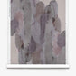 Arcos Silk Wallcovering||Pomegranate showcases abstract, hand-painted wallpaper with overlapping vertical oval brushstrokes in muted gray, mauve, and brown tones set against a light background.