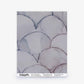 Baby Scallop Silk Wallcovering||Pomegranate features a repeating scallop pattern in gray and light purple, evoking subtle geometric, watercolor-like motifs.