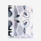 A Bali Stripe Silk Sample in Indigo featuring an abstract, mirrored indigo ink pattern on a pale background with product specifications and an order sample link at the bottom.