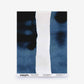 A Bold Stripe Silk Sample in Azure, featuring a vertical white stripe against deep blue ink-wash style blocks; click to order sample.