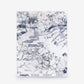 Bosky Toile Silk Sample in Midnight, featuring an abstract dark blue and white wash pattern with line-drawn botanical shapes.