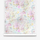 A roll of Bosky Toile Silk Wallcovering in Polychrome, featuring an abstract pattern of tangled branches and smudges in shades of pink, yellow, blue, and brown.