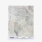 A square sample of Cocos Silk wallpaper in the Bare colorway displays light gray abstract, feather-like brushstroke patterns with a subtle watercolor texture. The label at the bottom features product details and the Eskayel brand—ideal for previewing this luxurious design before ordering a sample for your space.