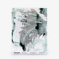 Abstract watercolor art with green and black brushstrokes on white paper, featuring jagged and fluid shapes. Text at the bottom includes the product name “Cocos Silk Sample,” colorway “Chloros,” and material information. Order a sample to experience its unique texture and visual impact firsthand.