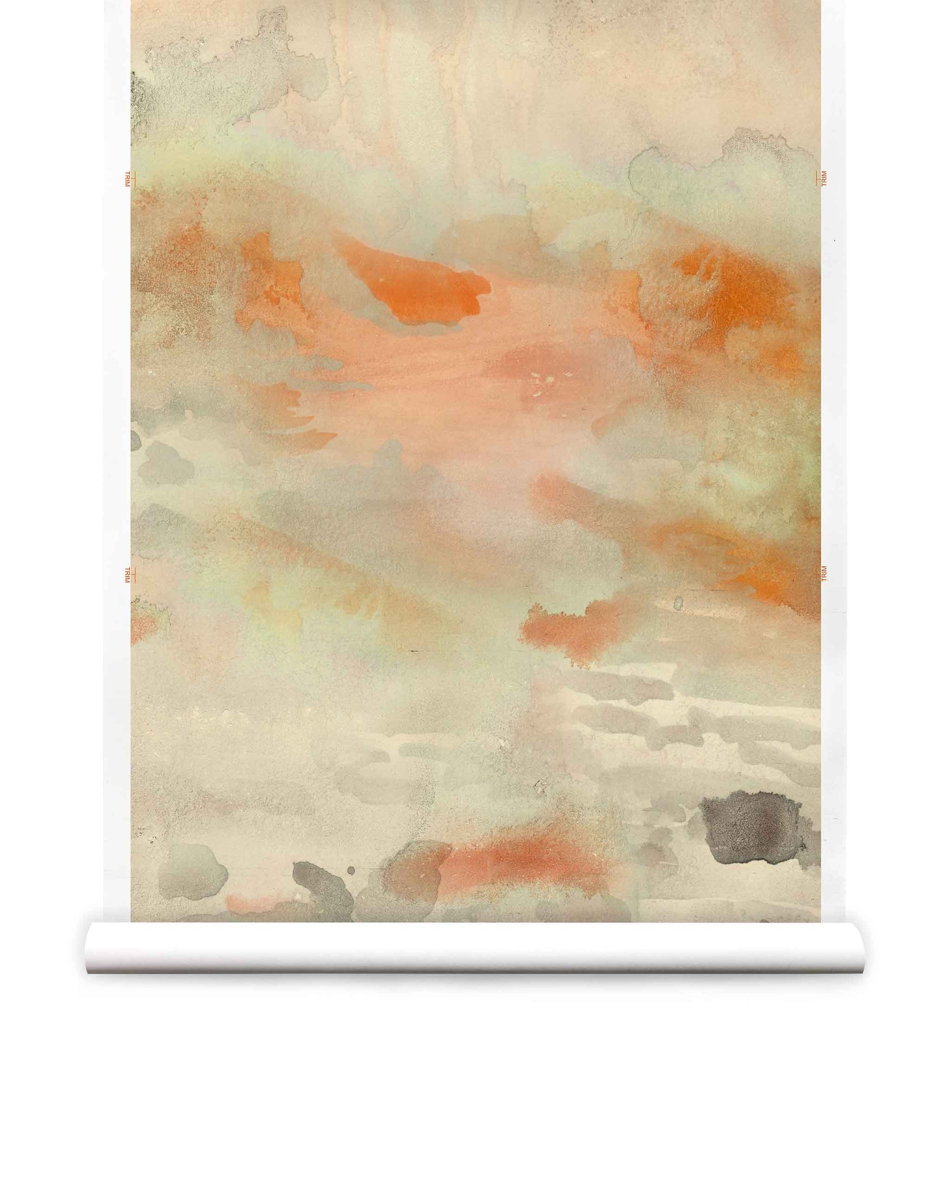 Eskayel’s Empyrean mural in the orange-based Sol colorway comes on 100% silk backed with paper.