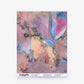 Abstract watercolor pattern in pink, purple, blue, and peach with organic lines. The label at the bottom shows Inflorescence Silk Wallcovering||Reef and brand details.