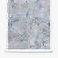 Plumeria Shadows Silk Wallcovering||Shadow, featuring a pattern of blue-gray floral illustrations on a light gray background reminiscent of tropical wallpaper, displayed vertically against a white backdrop.