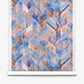The Sorisa Silk Wallcovering||Reef features a vibrant abstract chevron pattern in blue, purple, pink, and orange watercolor tones.