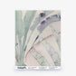 Watercolor painting of Travelers Palm Silk Sample||Dusk featuring palm leaves in shades of green and purple on a light background; order sample available.