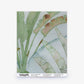 Watercolor illustration of Travelers Palm Silk Sample||Sage palm leaves in shades of green and brown against a light background.