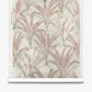 Travelers Palm Silk Wallcovering in Shell, featuring a repeating biophilic pattern of pale pink palm plants layered over soft, arched lines in a watercolor style.