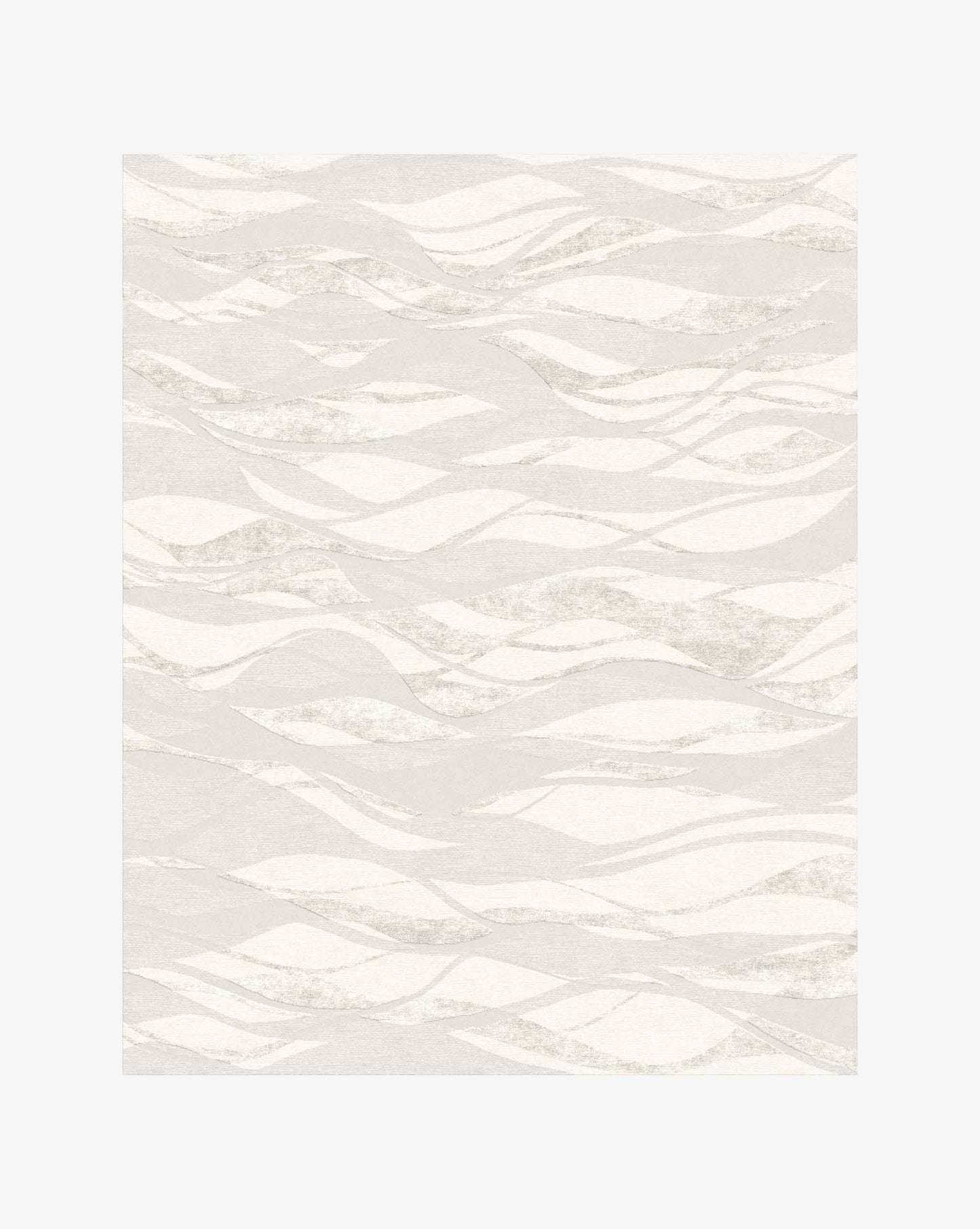 Cascade rug in Arctic – A hand-knotted custom rug in an abstract flowing pattern using neutral shades of light grey and white | Eskayel