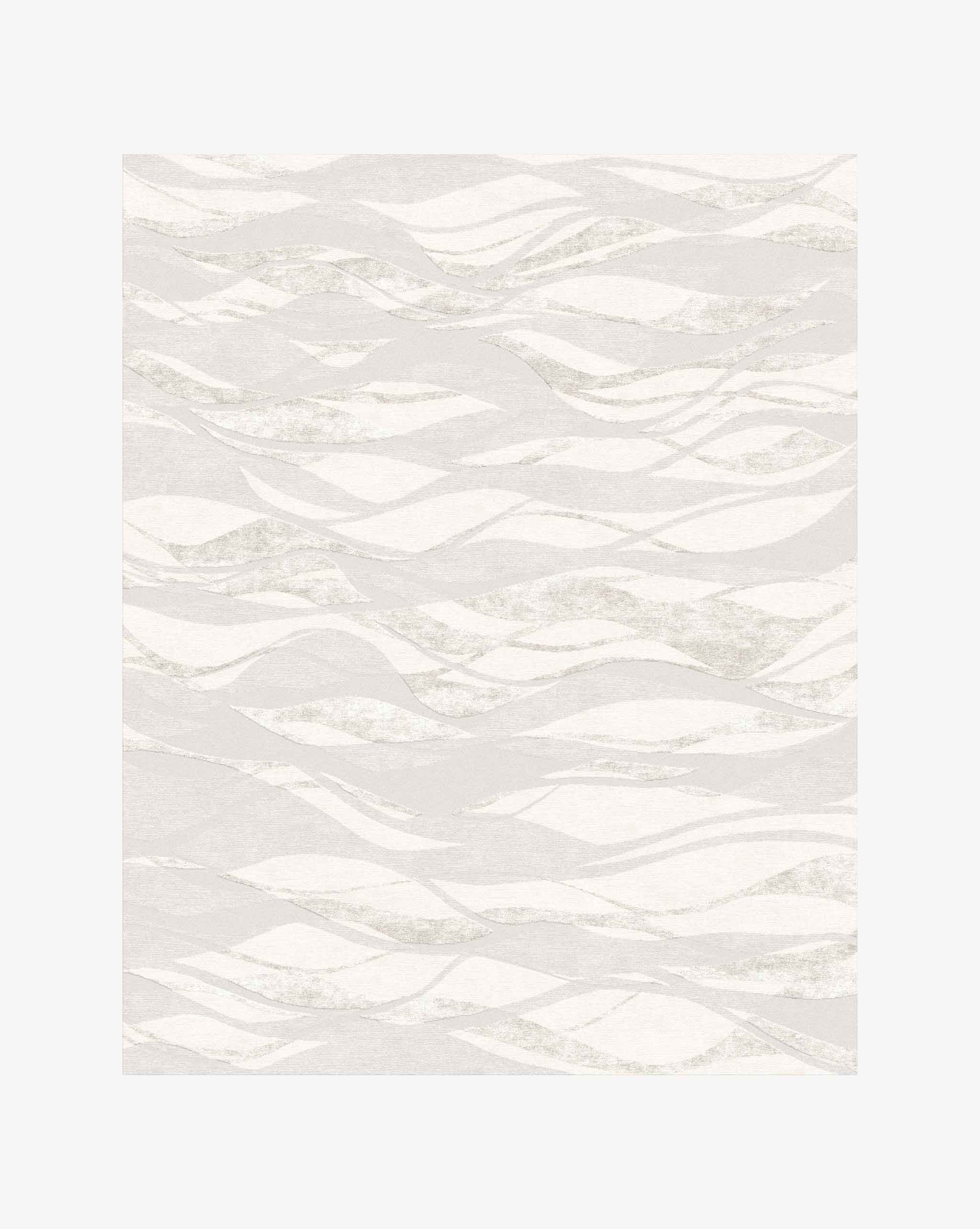 Cascade rug in Arctic – A hand-knotted custom rug in an abstract flowing pattern using neutral shades of light grey and white | Eskayel