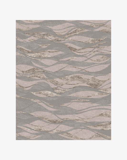 Cascade rug in Sable – A hand-knotted custom rug in an abstract flowing pattern using neutral shades of grey and taupe | Eskayel