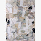 A Medina Hand Knotted Rug Blanca with a lot of different abstract painterly shapes that recall the geometry of Marrakesh roofs in a color pallate of tans, greys, and black | Eskayel