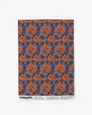 Wallpaper swatch of Alhelí Lobelia wallpaper, a tiny red-based repeating pattern inspired by tropical living | Eskayel