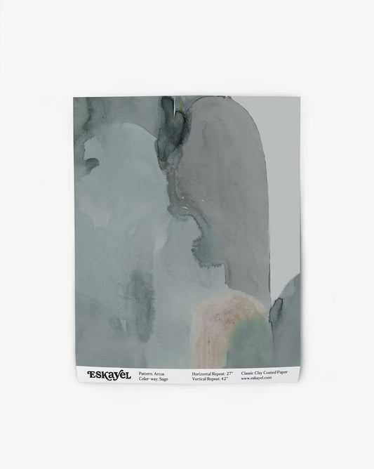 Watercolor wallpaper swatch image of Arcos Sage | Eskayel