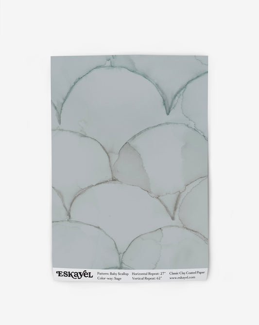 A blue and white marble pattern on wallpaper is perfect for your Baby Scallop Wallpaper Sample Sageon wallpaper