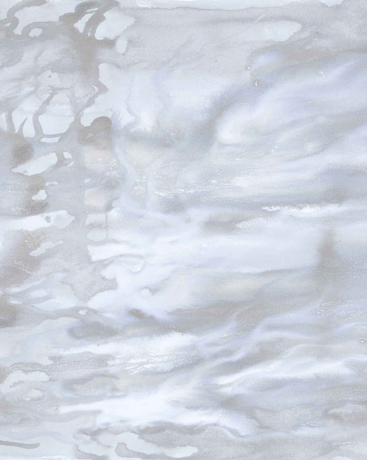 Abstract gray and white marbled texture resembling natural stone in a dreamy colorway of Delta Wallpaper Mural||Ocean.